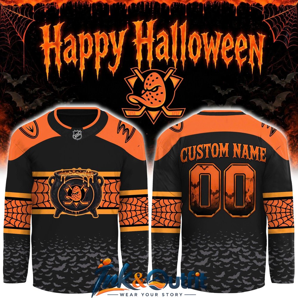 Anaheim Ducks Halloween Day 2026 Custom NHL Hockey Jersey – Witch Cauldron Edition
