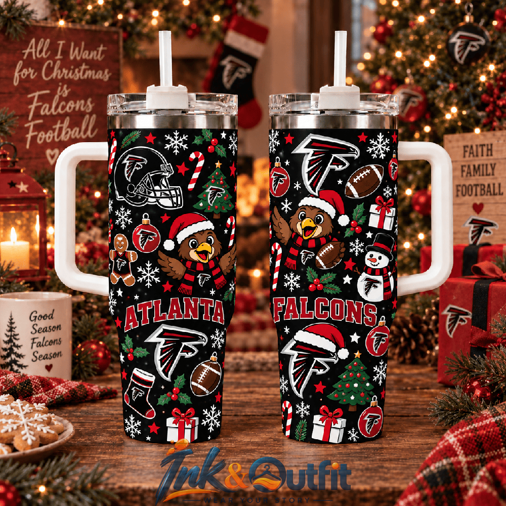 Atlanta Falcons Christmas Tumbler 40oz With Handle