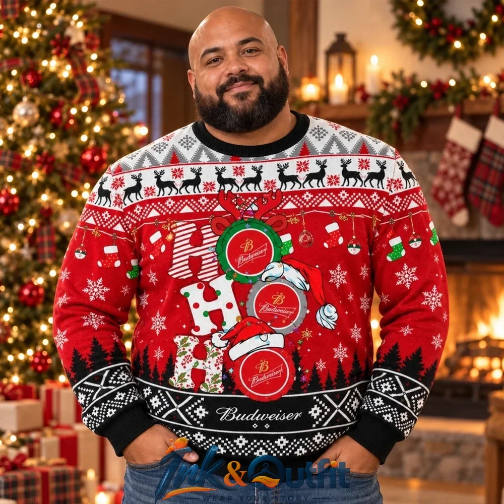 Budweiser Ho Ho Ho Ugly Christmas Sweater