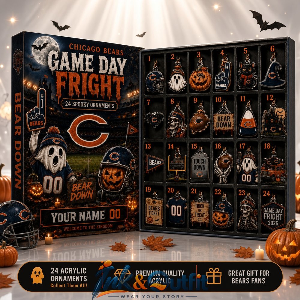 Chicago Bears Halloween Advent Calendar 2026 Game Day Fright 24 Spooky Acrylic Ornaments Countdown Gift Box for Football Fans