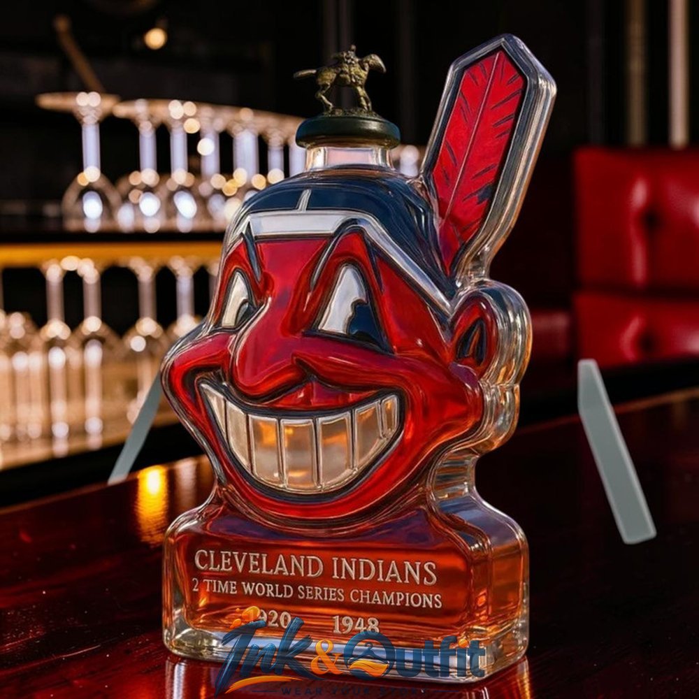 Cleveland Indians Chief Wahoo Champions Whiskey Bottle