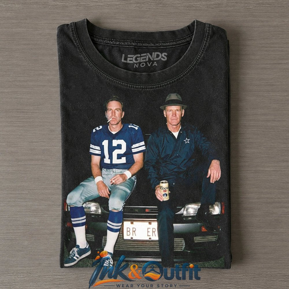 Dallas Cowboys Tom Landry Roger Staubach Drinking Smoking Middle Finger Vintage T Shirt
