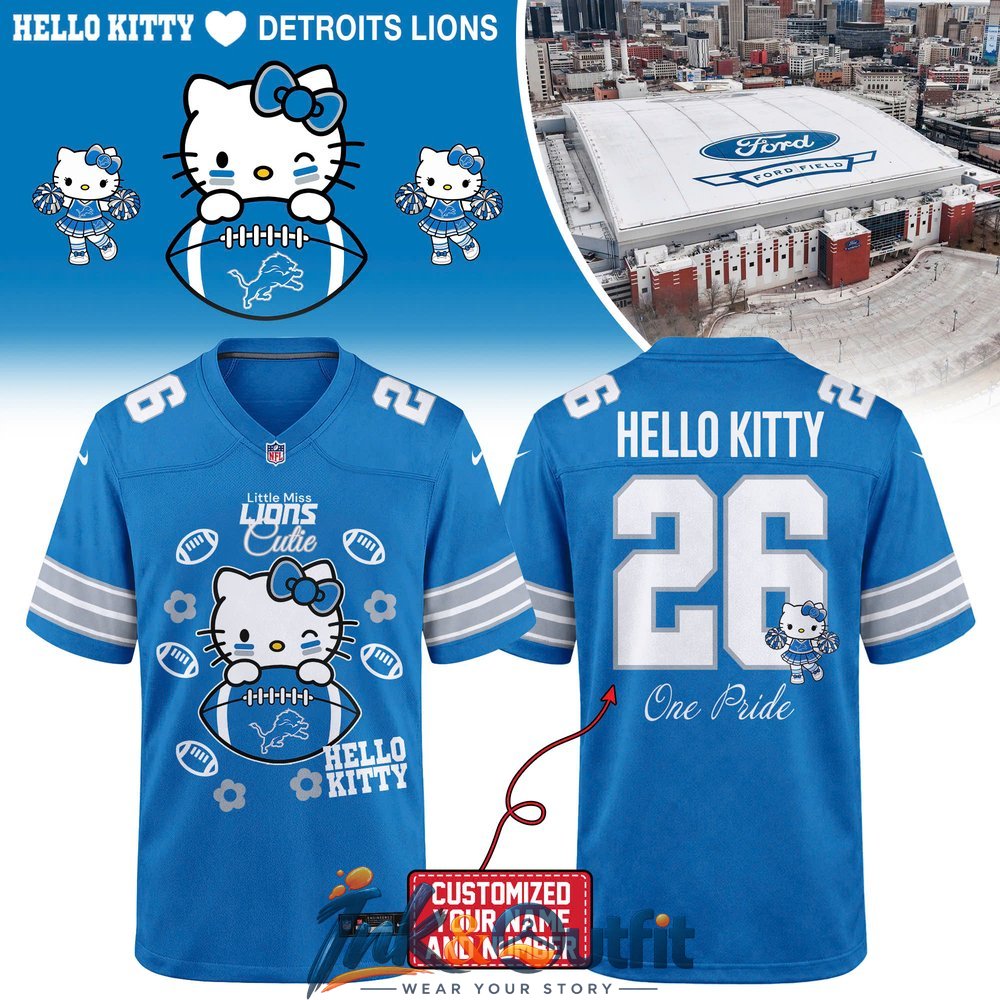 Detroit Lions Hello Kitty Custom Football Jersey