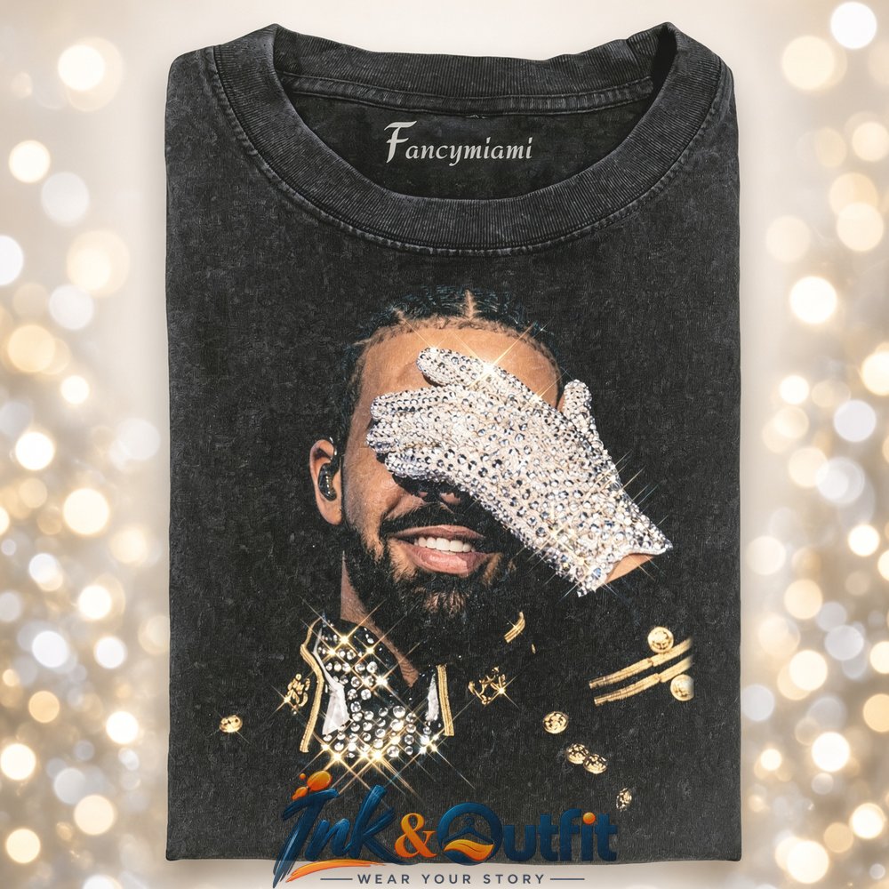 Drake Rhinestone Hand Graphic T-Shirt