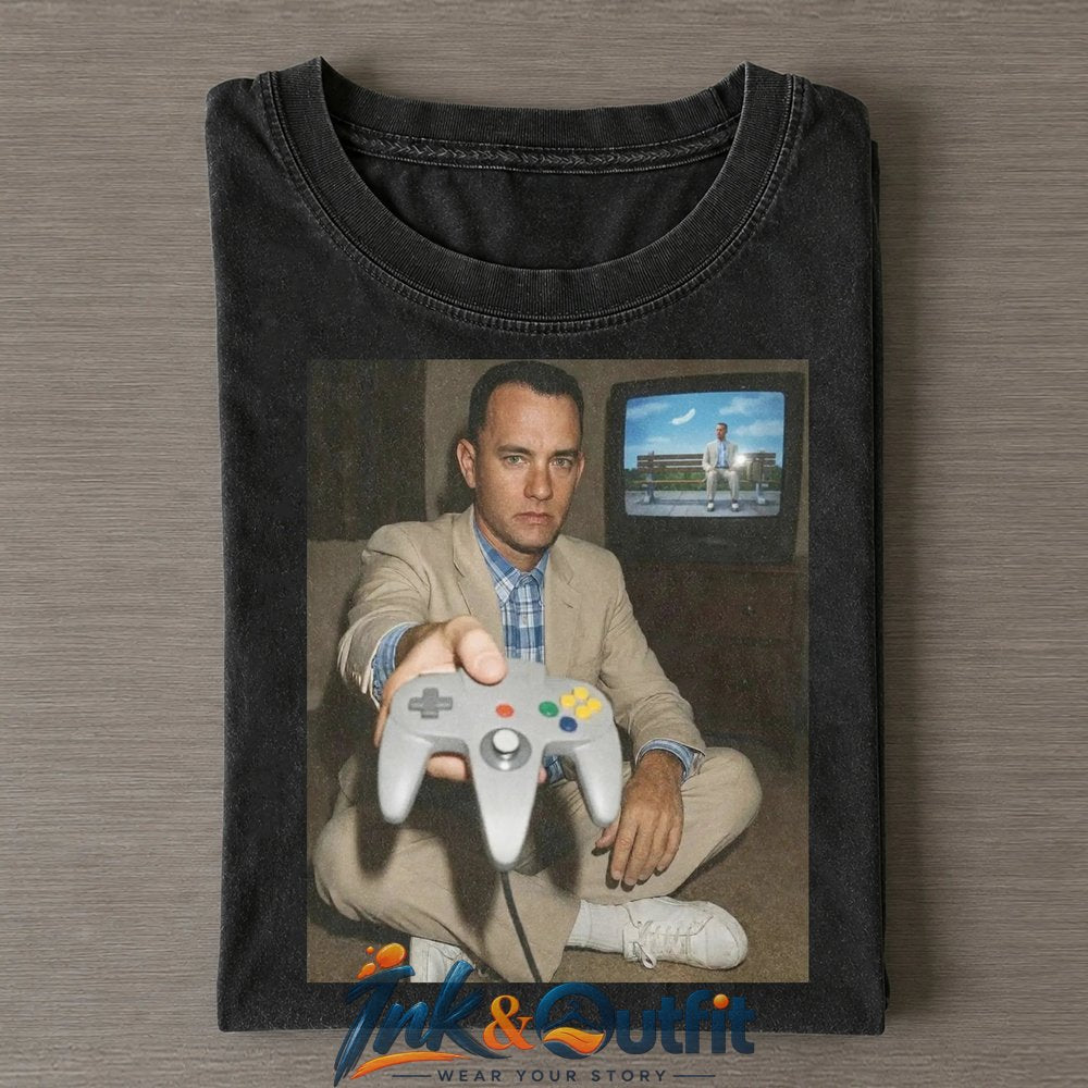Forrest Gump Forrest Offering a Nintendo 64 Controller T-Shirt