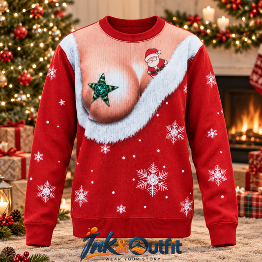 Funny Naughty Santa Holiday Sweater