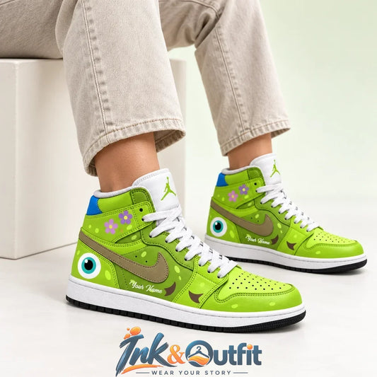 Green Monster Eye High Top Sneakers