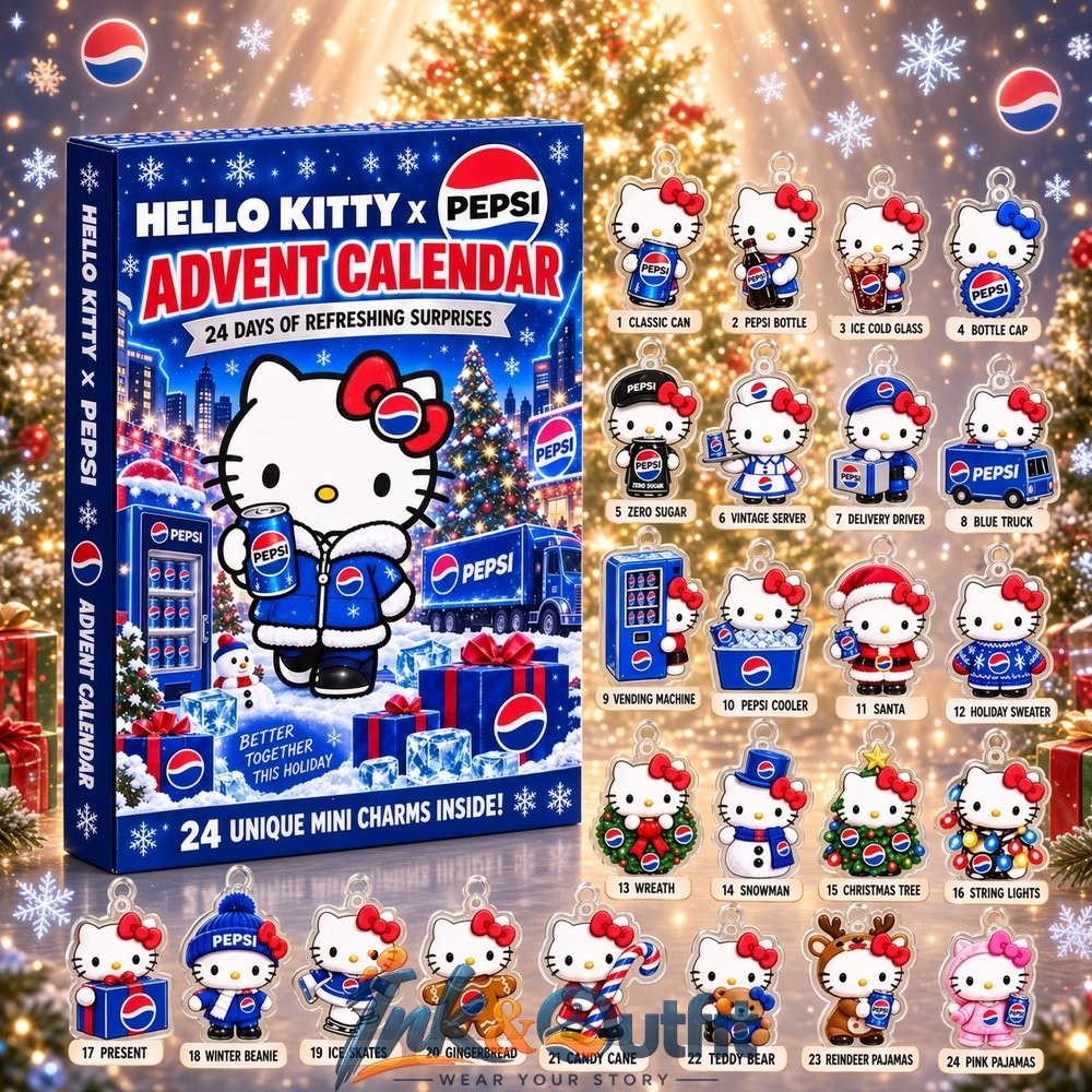 Hello Kitty Pepsi Advent Calendar 2026 24 Day Christmas Countdown with Mini Acrylic Charms Holiday Gift for Collectors