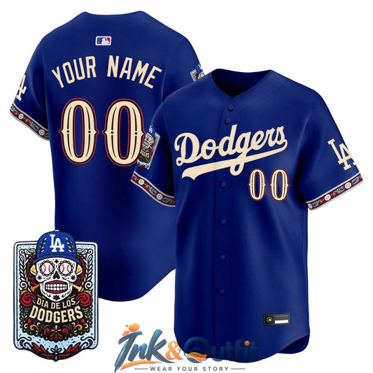 Los Angeles Dodgers Dia de los Muertos Custom Baseball Jersey