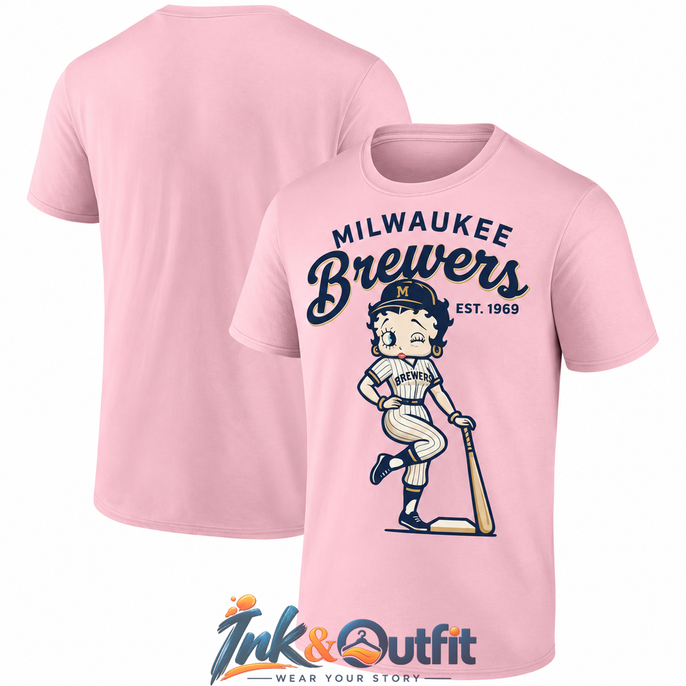 Milwaukee Brewers Baseball Girl One Side T Shirt
