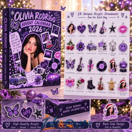 Olivia Rodrigo Advent Calendar 2026 24 Days Acrylic Ornaments Christmas Gift for Fans
