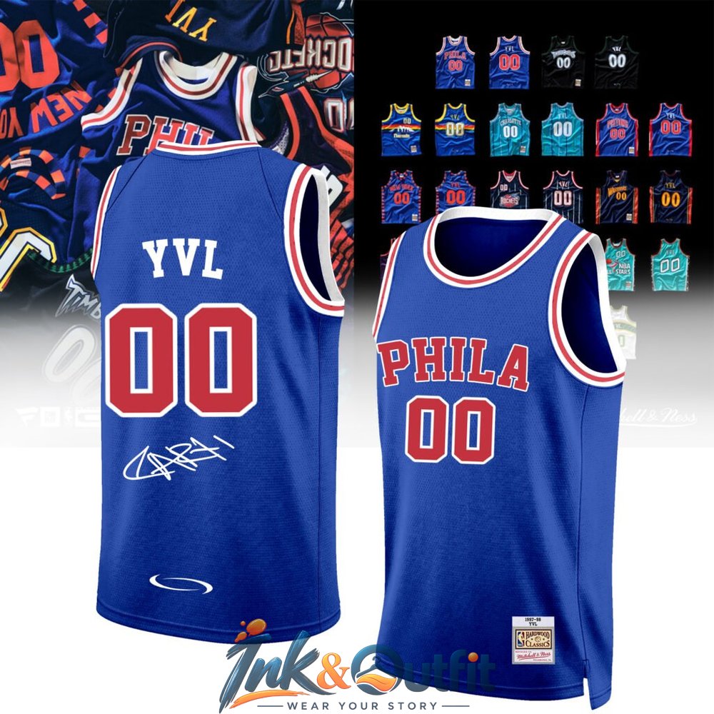 Philadelphia 76ers Hardwood Classics Blue Basketball Jersey