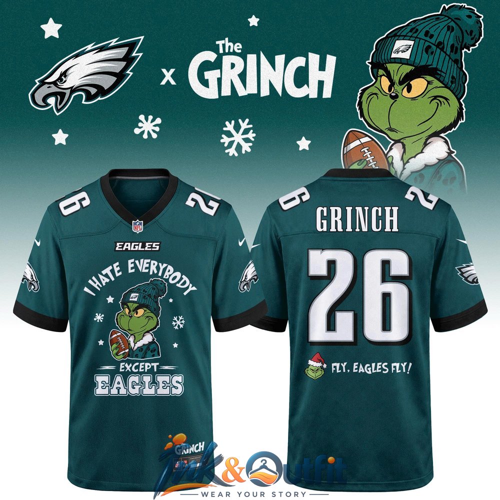 Philadelphia Eagles Grinch Christmas Football Jersey