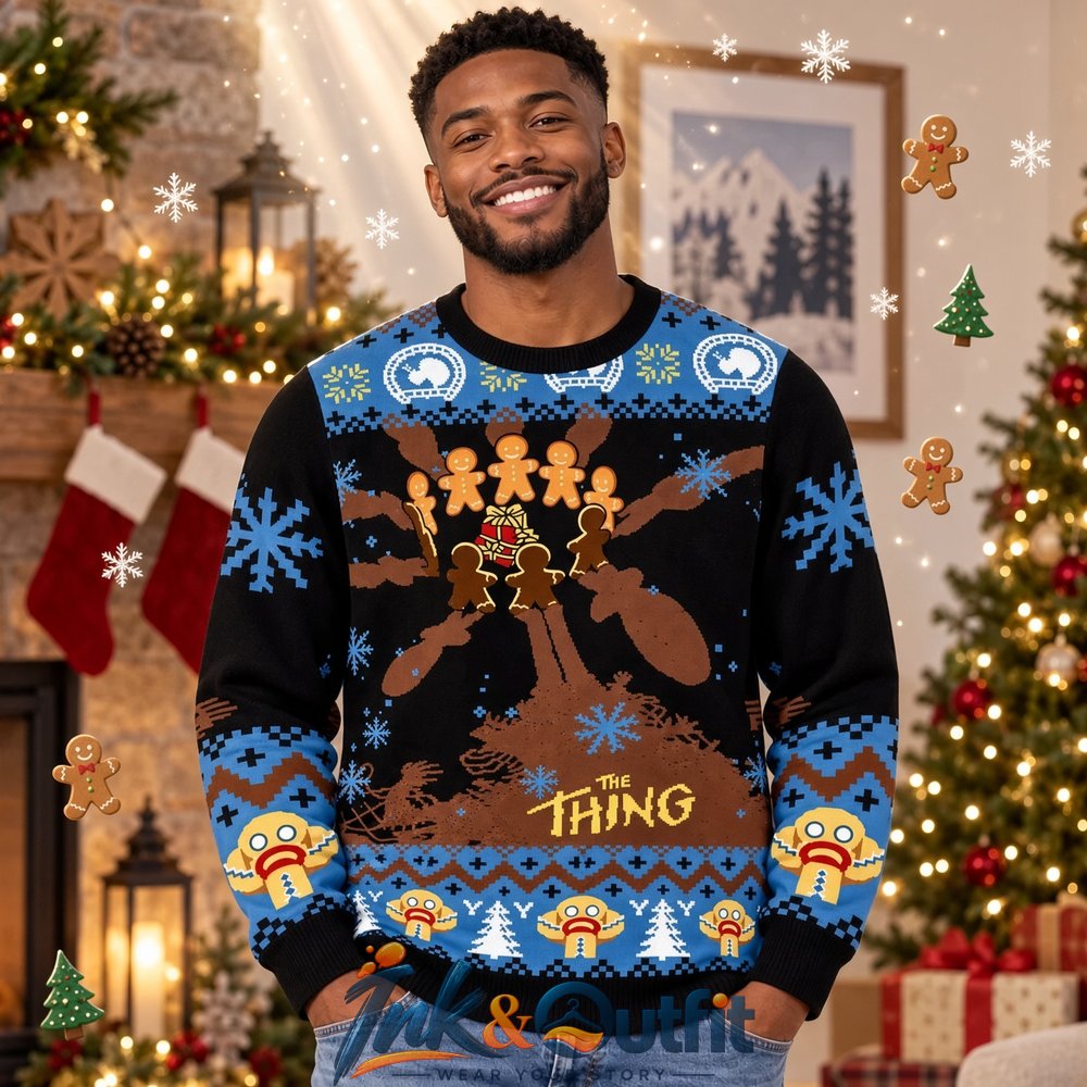 Scary Gingerbread Monster Funny Christmas Ugly Sweater