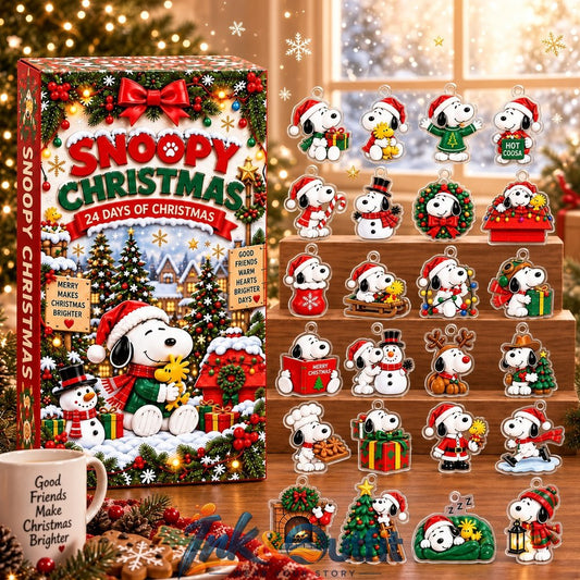 Snoopy Christmas Advent Calendar 2026 24 Days Acrylic Ornaments Gift for Peanuts Fans