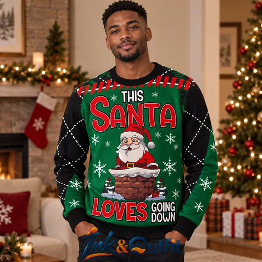 This Santa Loves Going Down Christmas Ugly Sweater