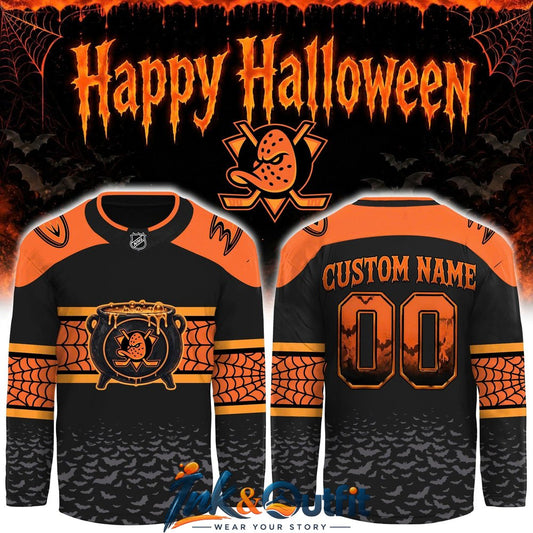 Anaheim Ducks Halloween Day 2026 Custom NHL Hockey Jersey – Witch Cauldron Edition
