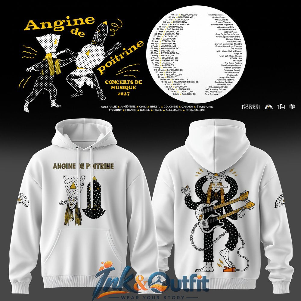Angine de Poitrine 2027 Concert Tour White Hoodie