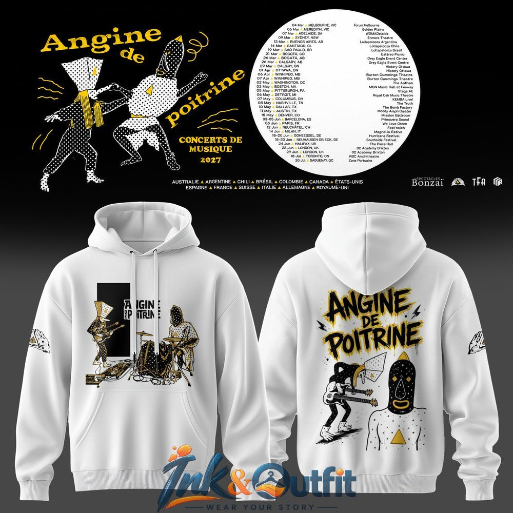 Angine de Poitrine 2027 Music Tour White Hoodie
