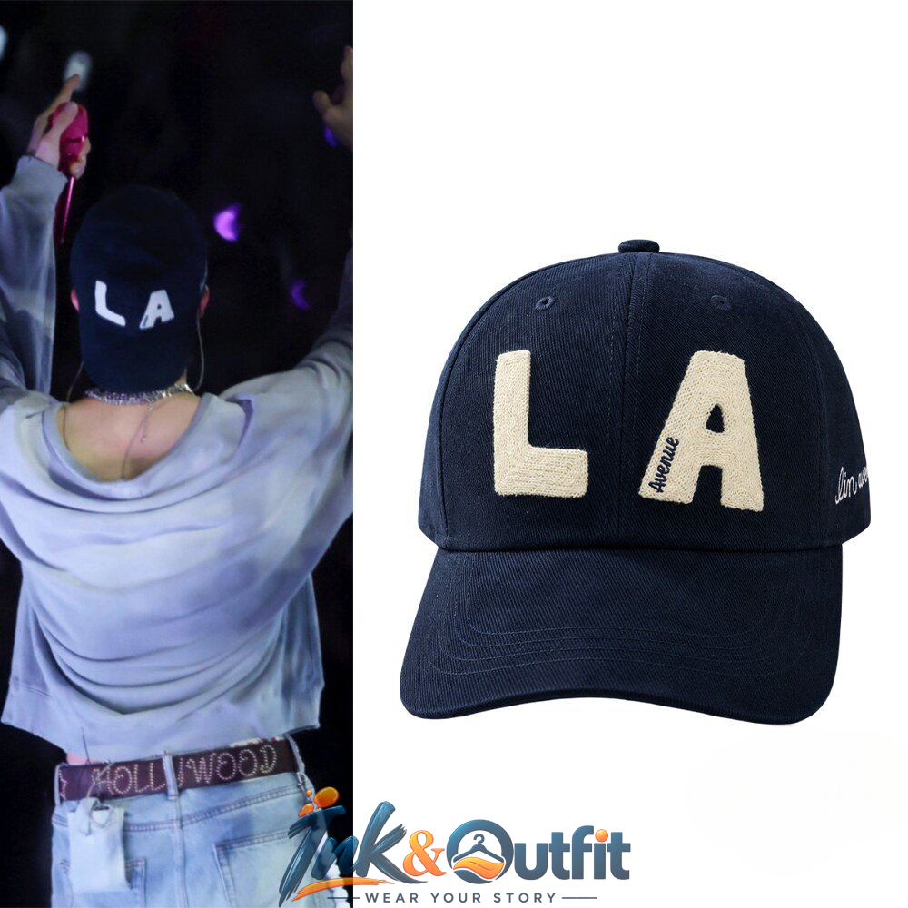 BTS Jin Seokjin LA Los Angeles Arirang World Tour Navy Blue Embroidered Baseball Cap