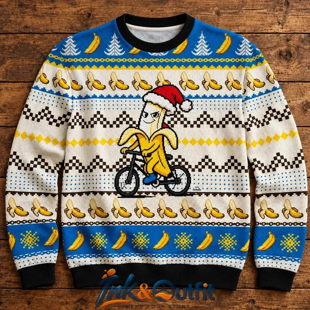 Banana Man Cycling Ugly Christmas Sweater