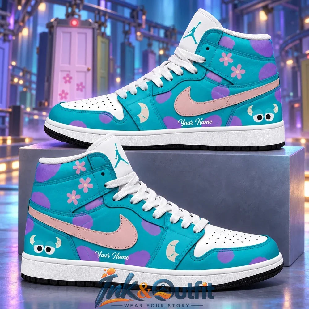 Blue Purple Monster High Top Sneakers
