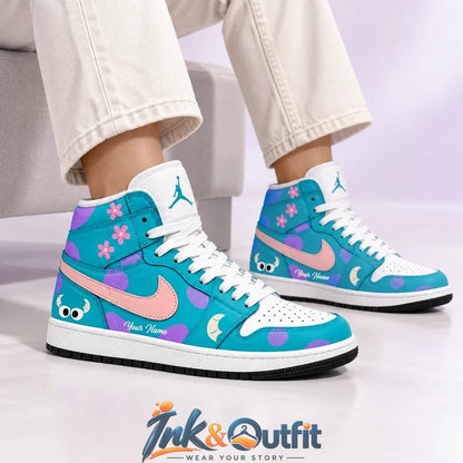 Blue Purple Monster High Top Sneakers
