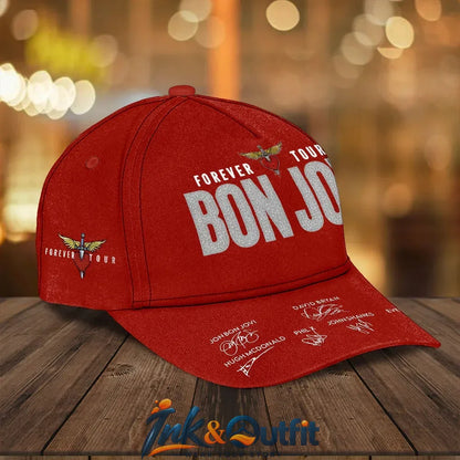 Bon Jovi Forever Tour 2026 Red Baseball Cap