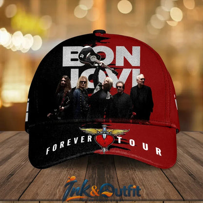 Bon Jovi Forever Tour 2026 Rock Band Red Black Snapback Baseball Cap