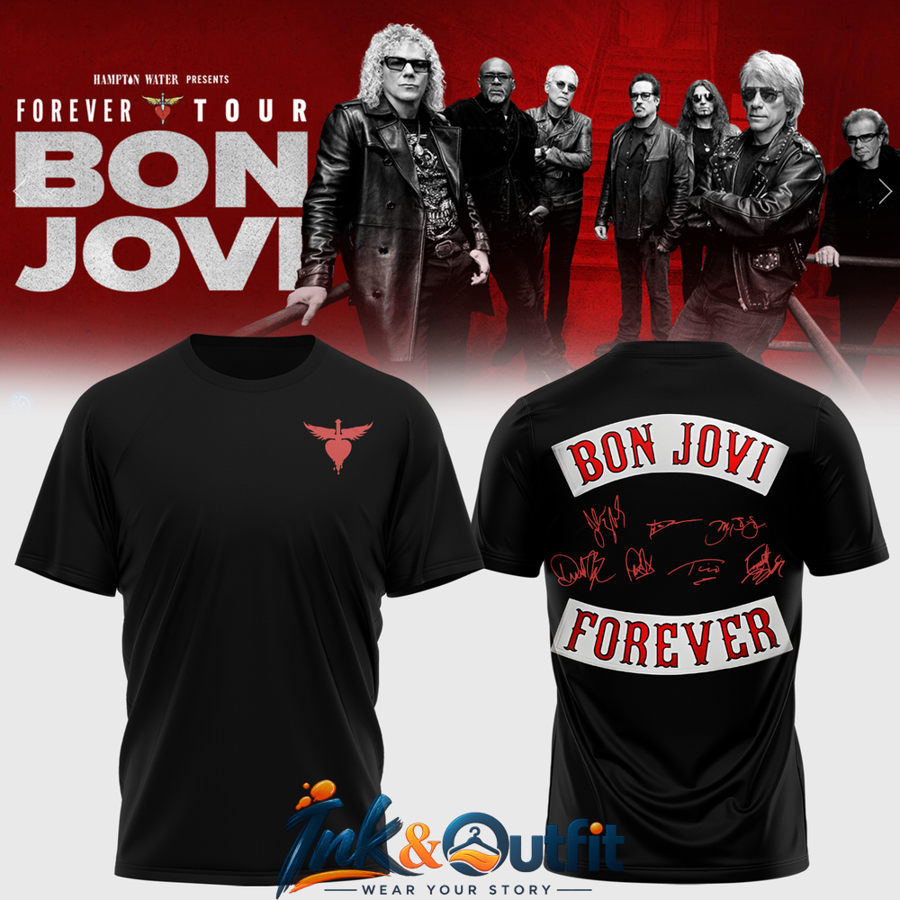 Bon Jovi Forever Tour 2026 Signature T-Shirt – Autograph Back Print