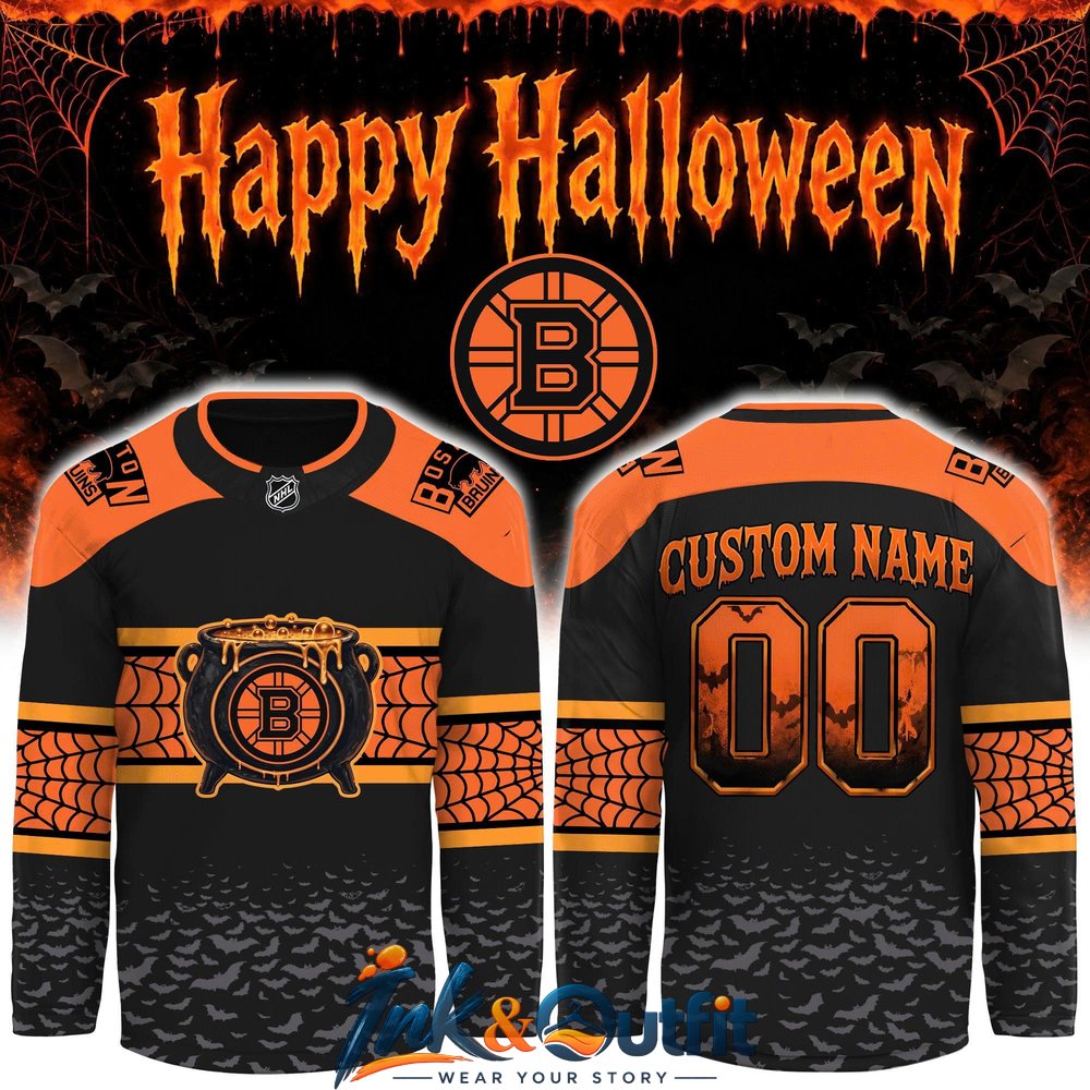Boston Bruins Halloween Day 2026 Custom NHL Hockey Jersey – Witch Cauldron Edition
