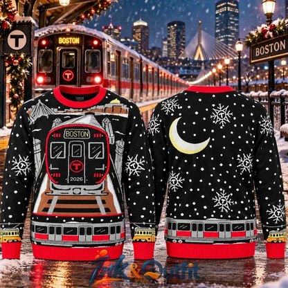 Boston Subway Train Christmas 2026 Ugly Sweater