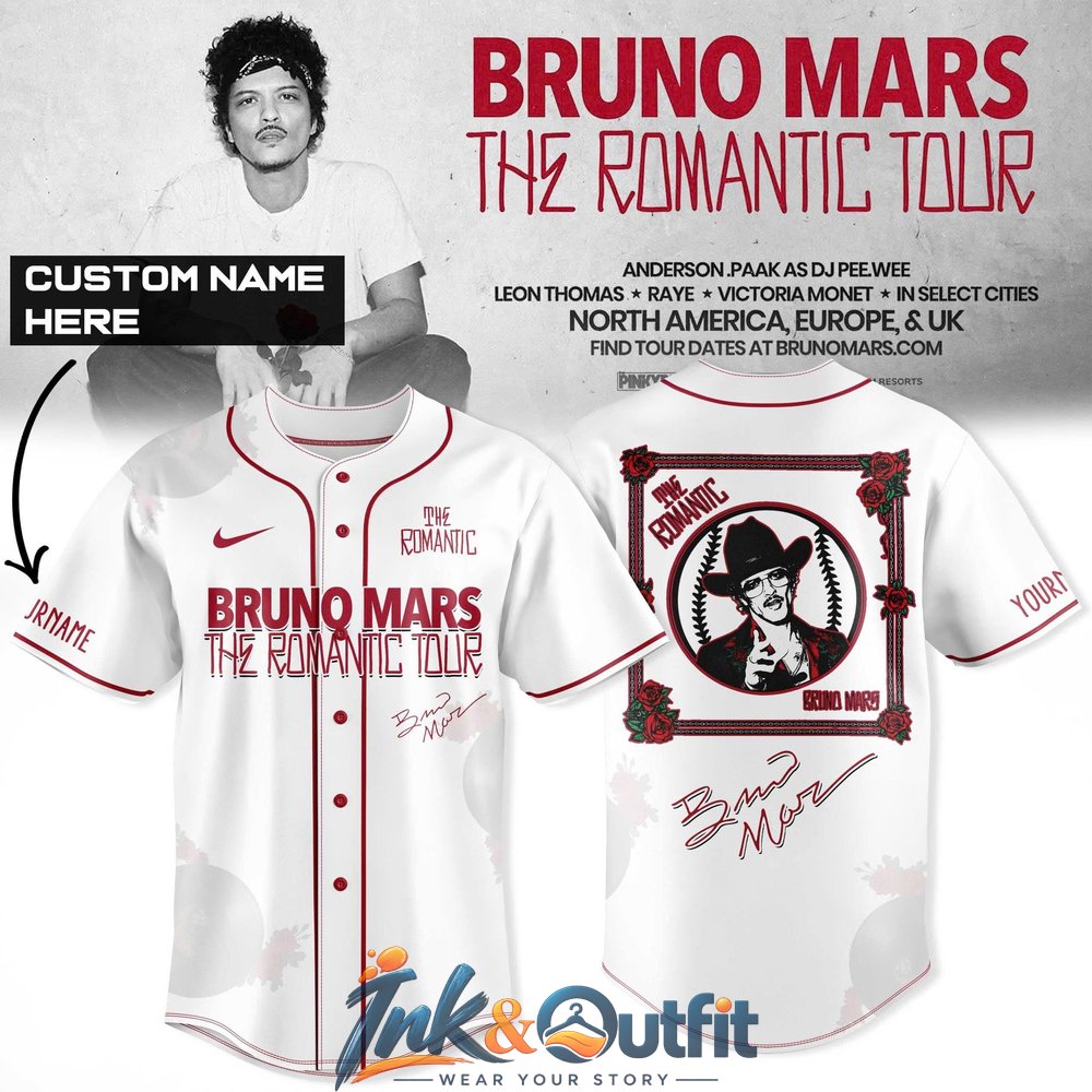 Bruno Mars The Romantic Tour Custom Baseball Jersey