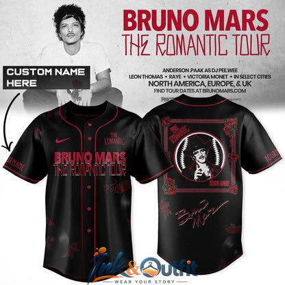 Bruno Mars The Romantic Tour Custom Baseball Jersey