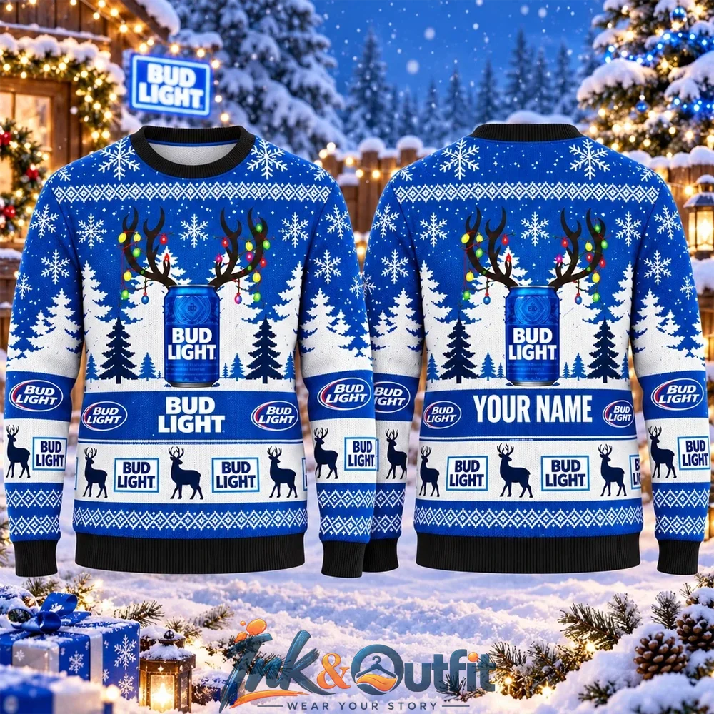 Bud Light Reindeer Ugly Christmas Sweater