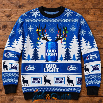Bud Light Reindeer Ugly Christmas Sweater