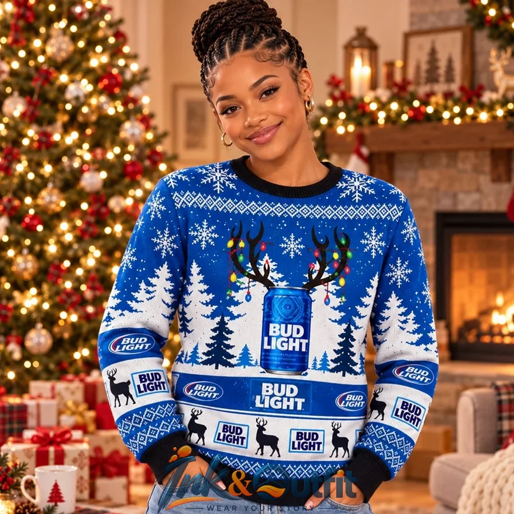 Bud Light Reindeer Ugly Christmas Sweater