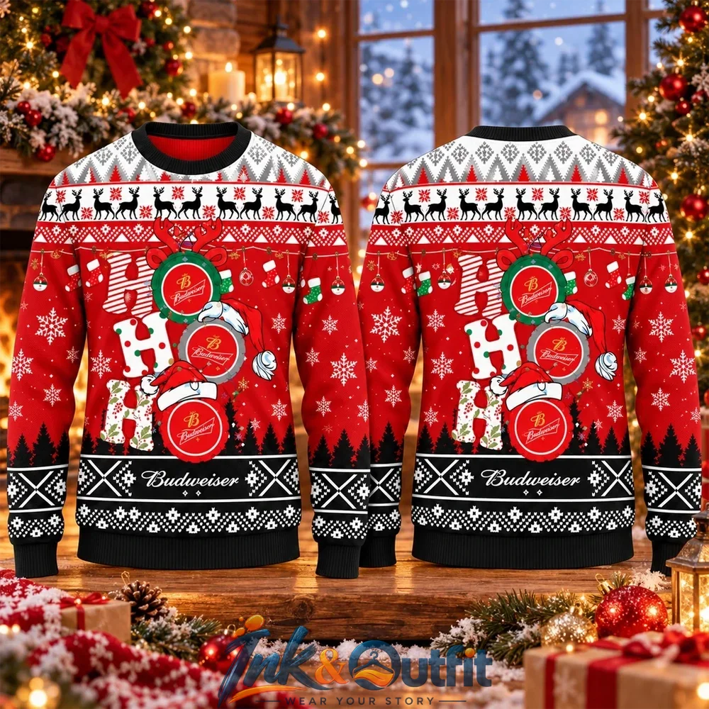 Budweiser Ho Ho Ho Ugly Christmas Sweater