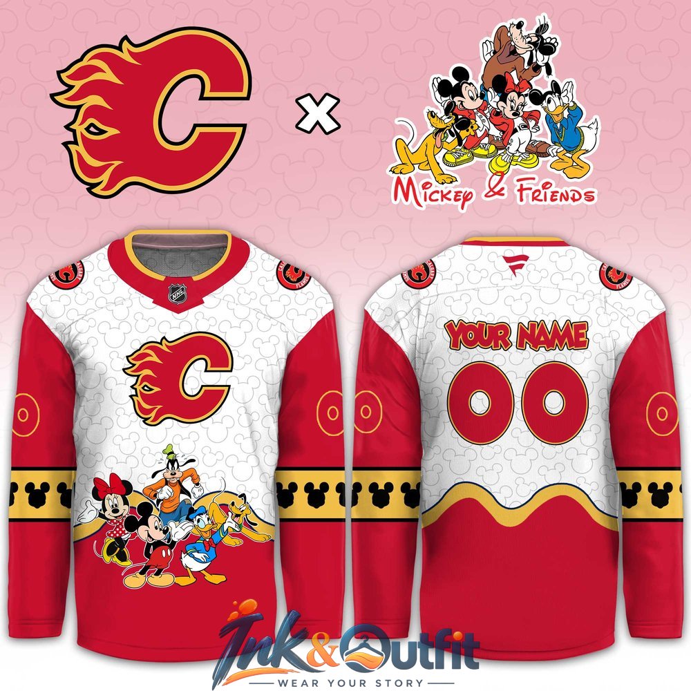 Calgary Flames Mickey and Friends Night Limited Custom Jersey