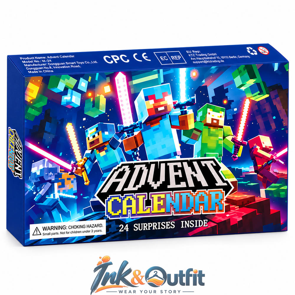 Christmas Advent Calendar 24 Surprise Pixel Building Block Character Figures Holiday Gift Set