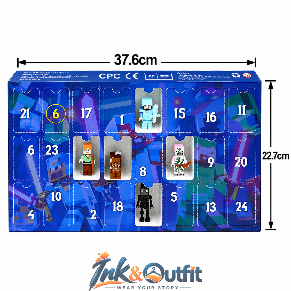 Christmas Advent Calendar 24 Surprise Pixel Building Block Character Figures Holiday Gift Set