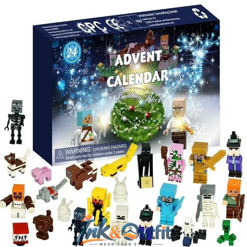 Christmas Building Blocks Advent Calendar 24 Day Countdown Pixel Character Figures Kids Holiday Gift