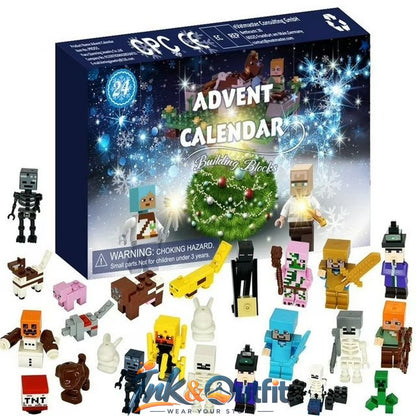 Christmas Building Blocks Advent Calendar 24 Day Countdown Pixel Character Figures Kids Holiday Gift