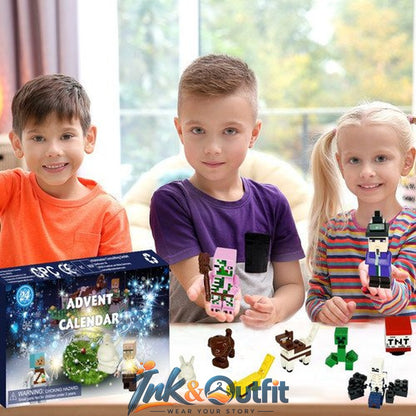 Christmas Building Blocks Advent Calendar 24 Day Countdown Pixel Character Figures Kids Holiday Gift