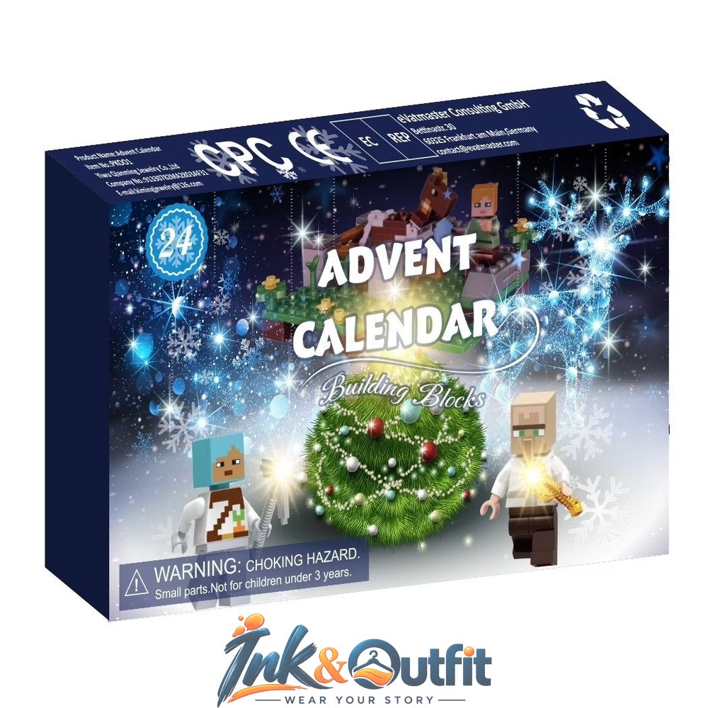 Christmas Building Blocks Advent Calendar 24 Day Countdown Pixel Character Figures Kids Holiday Gift