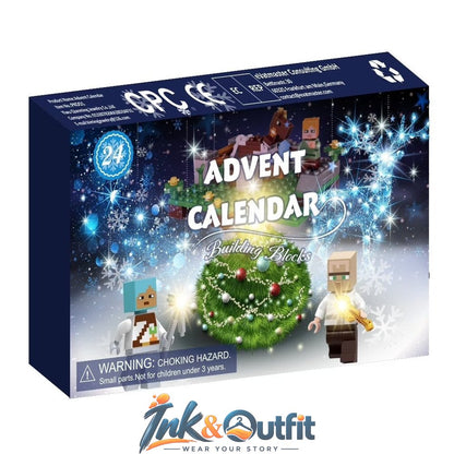 Christmas Building Blocks Advent Calendar 24 Day Countdown Pixel Character Figures Kids Holiday Gift