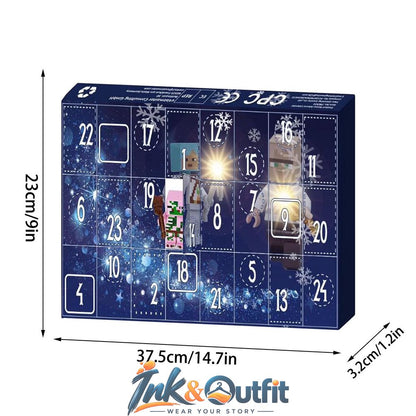 Christmas Building Blocks Advent Calendar 24 Day Countdown Pixel Character Figures Kids Holiday Gift