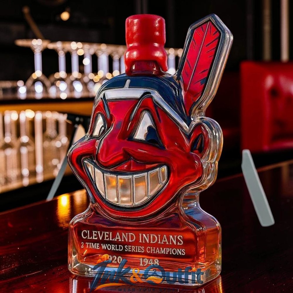 Cleveland Indians Chief Wahoo Champions Whiskey Bottle