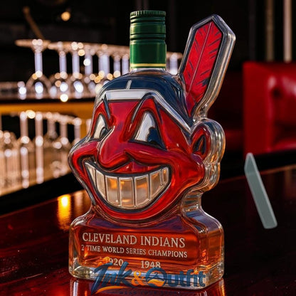 Cleveland Indians Chief Wahoo Champions Whiskey Bottle
