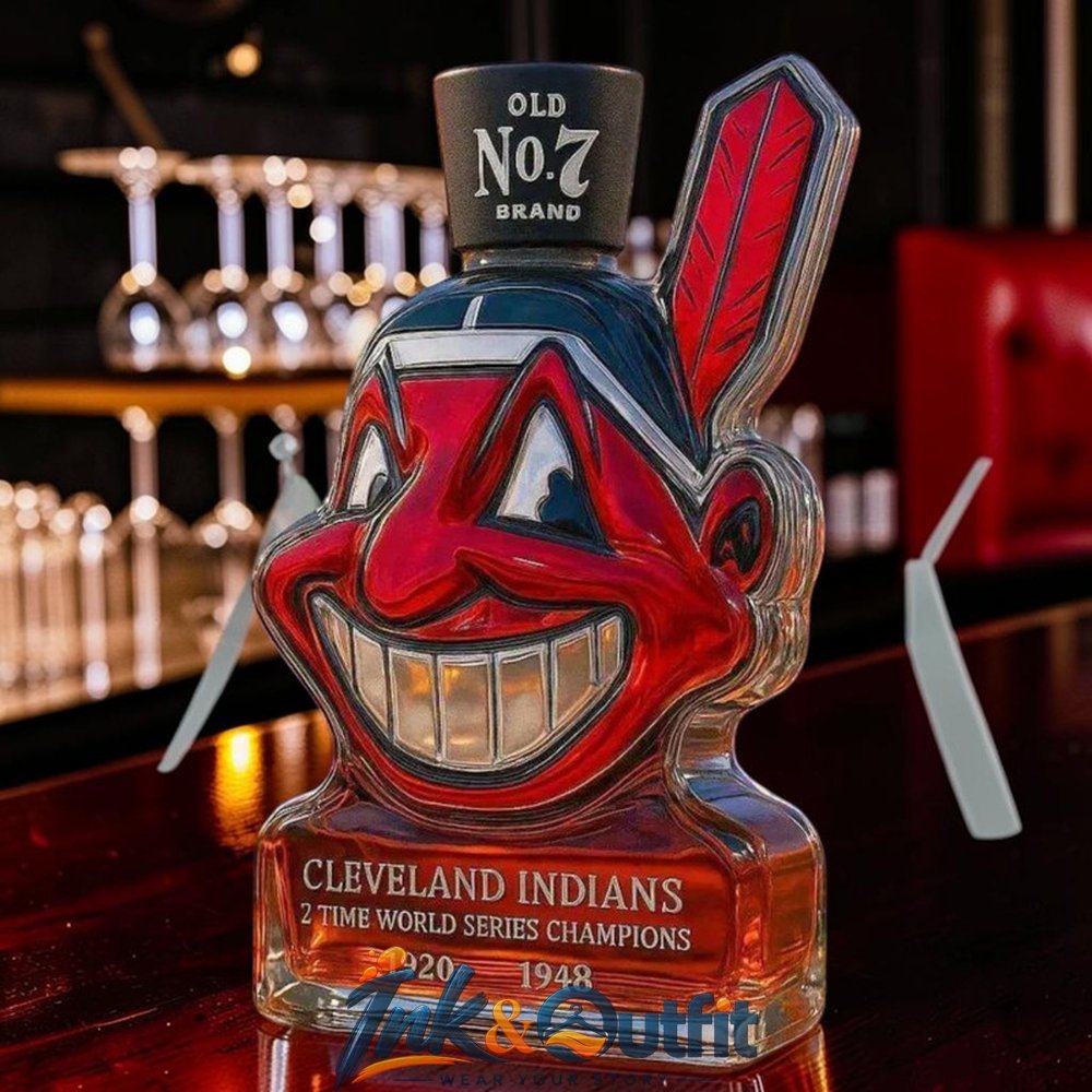 Cleveland Indians Chief Wahoo Champions Whiskey Bottle